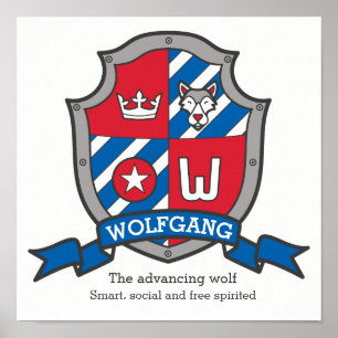 Poster Wolfgang boys name significa heraldry shield poste