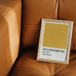 Pôster Wolverhampton Wolf Dourado - fronteira branca