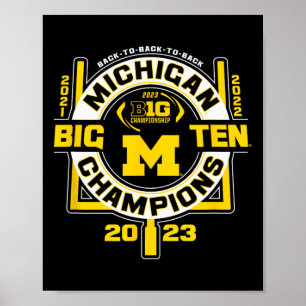 Poster Wolverines Big Ten Champs 2023 Futebol 2021-2023