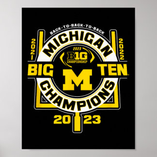 Poster Wolverines Big Ten Champs 2023 Futebol 2021-2023