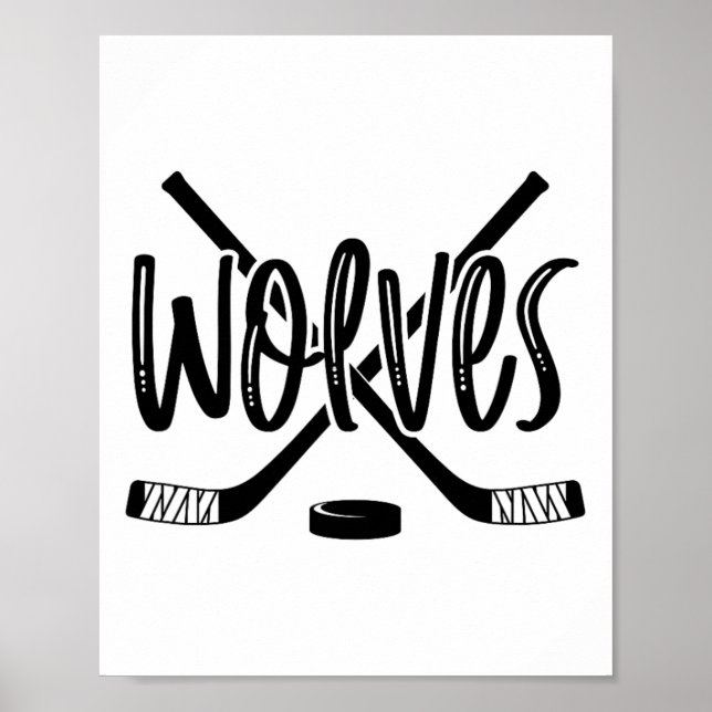 Poster Wolves Hockey Team Mascot School Spirit Game Night (Frente)