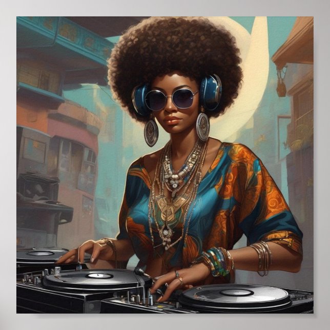 Poster woman afro dj (Frente)