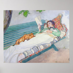 Pôster Woman Lying on a Bench, 1913 (w/c on paper)