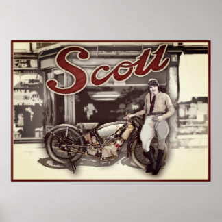 Poster woman on motorcycle