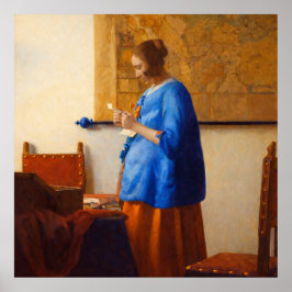Poster Woman reading a letter by Johannes Vermeer