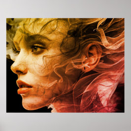 Poster Woman with a 1974 Vibe on a Square Wall