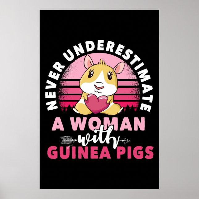 Poster Woman with Guinea Pig Cavy Roddent (Frente)