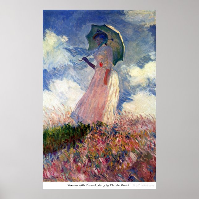 Pôster Woman with Parasol, study by Claude Monet (Frente)