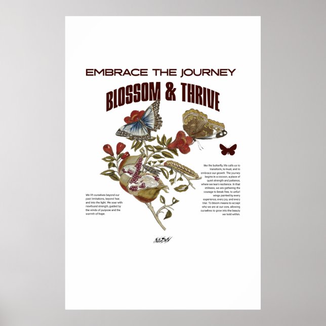 Poster Women Empowerment Blossom & Thrive Botanical  (Frente)