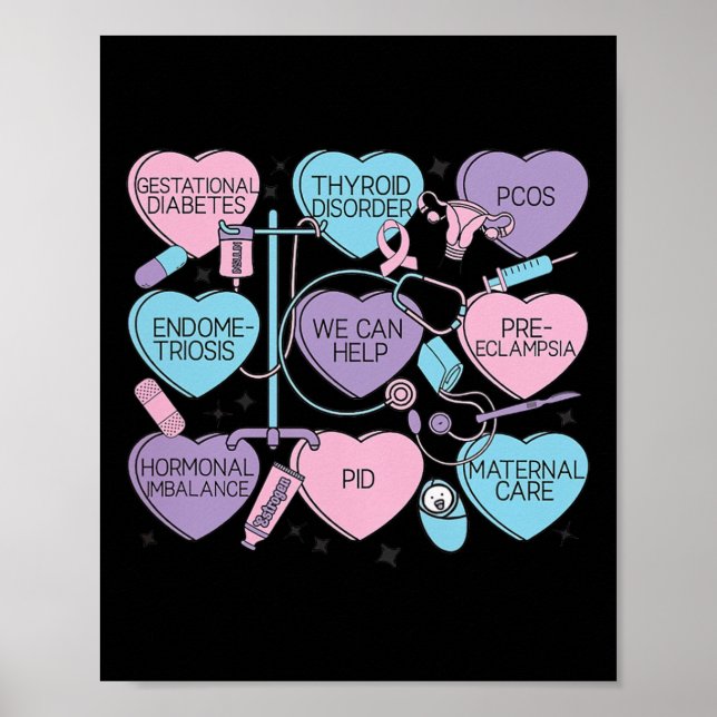Poster Women Obstetrics Valentine's Day Nurse Ob Gyn Obst (Frente)
