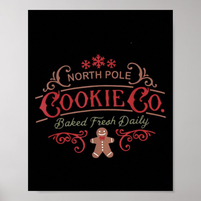 Poster Women Retro Christmas Gingerbread Bakery North Le  (Frente)