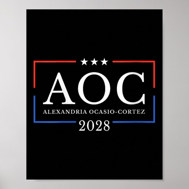 Poster Womens Aoc Para Presidente 2028 Simples Sinal De M (Frente)