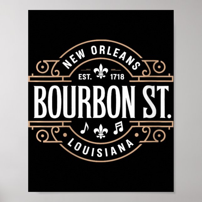 Poster Womens Bourbon Street New Orleans Music Est 1718 V (Frente)