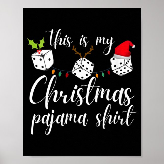 Poster Womens Bunco Christmas Pajama Dice Game Night  (Frente)
