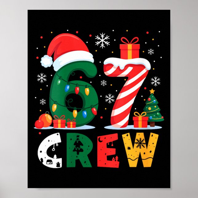 Poster Womens Christmas 67 Crew Brainrot Funny Candy Cane (Frente)
