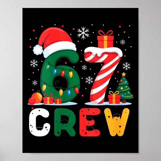 Poster Womens Christmas 67 Crew Brainrot Funny Candy Cane (Frente)