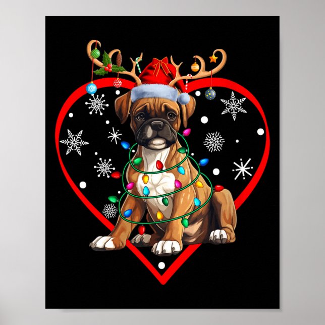 Poster Womens Christmas Reindeer Santa Love Boxer Lovers  (Frente)
