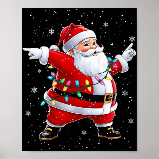 Poster Womens Dabbing Santa Xmas Dancing Girls Boys Kids  (Frente)