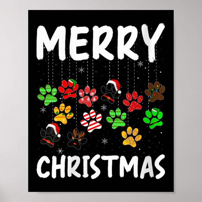 Poster Womens Dog Paw Merry Christmas Pajamas Puppy Dog L (Frente)