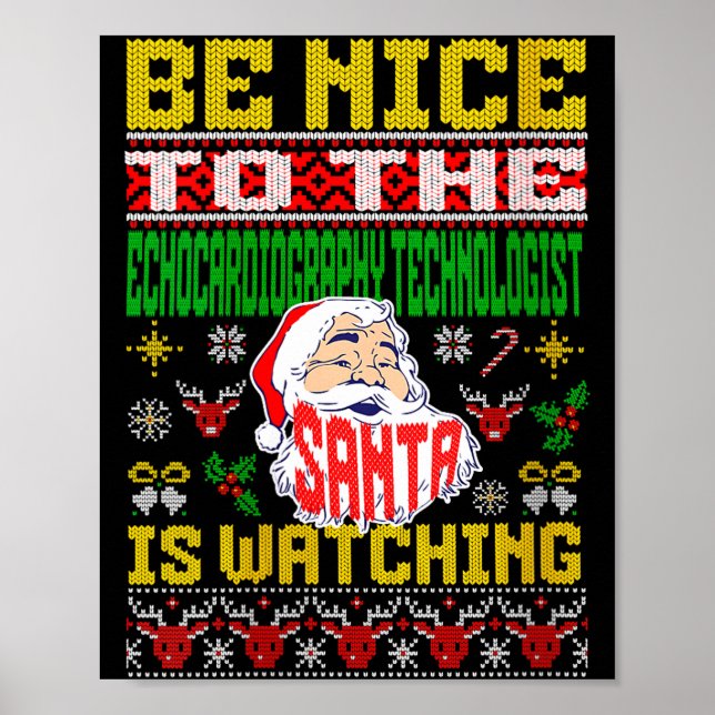 Poster Womens Echocardiography Tech Christmas Ugly Sweate (Frente)