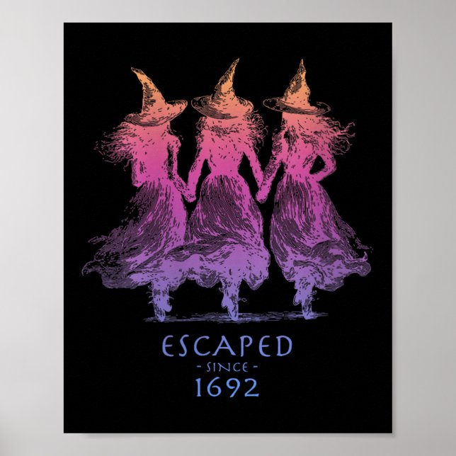 Poster Womens Escaped Since 1692 Funny Witch Halloween De (Frente)