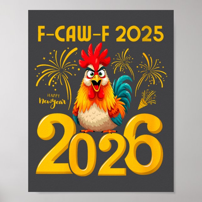 Poster Womens F-caw-f 2025 Happy New Year 2026 Funny Chic (Frente)