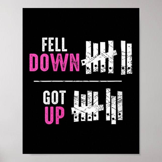 Poster Womens Fell Down Got Up Motivational Funny Sitive  (Frente)
