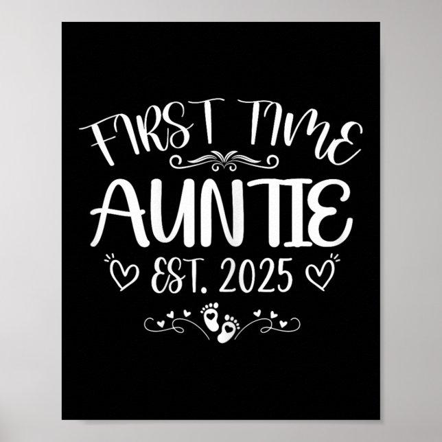 Poster Womens First Time Auntie Est 2025 Soon To Be Mom M (Frente)