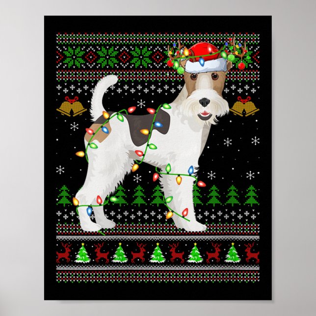 Poster Womens Fox Terrier Dog Ugly Christmas Sweaters Hol (Frente)
