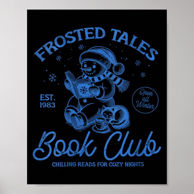 Poster Womens Funny Christmas Snowman Frosted Tales Book  (Frente)