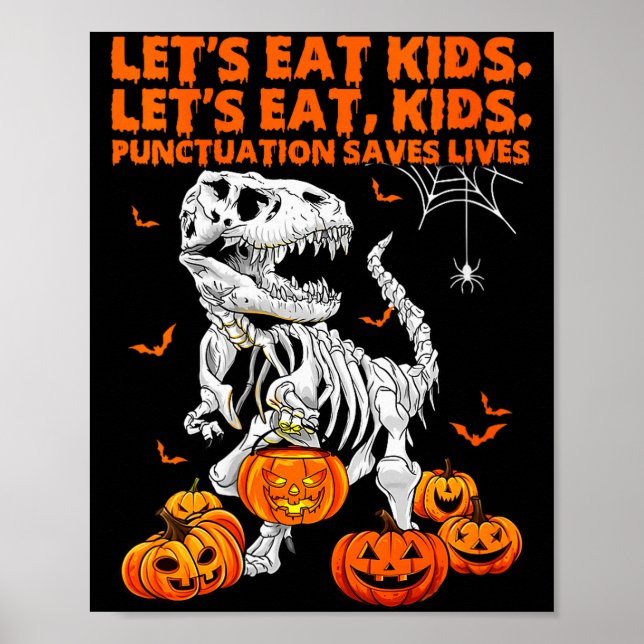 Poster Womens Funny Let's Eat Kids Punctuation Saves Gram (Frente)