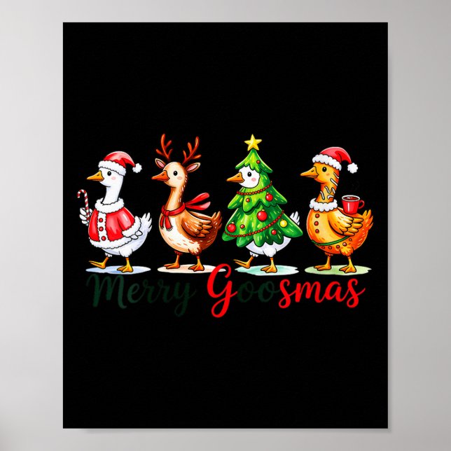 Poster Womens Funny Merry Goosmas Goose Christmas Holiday (Frente)