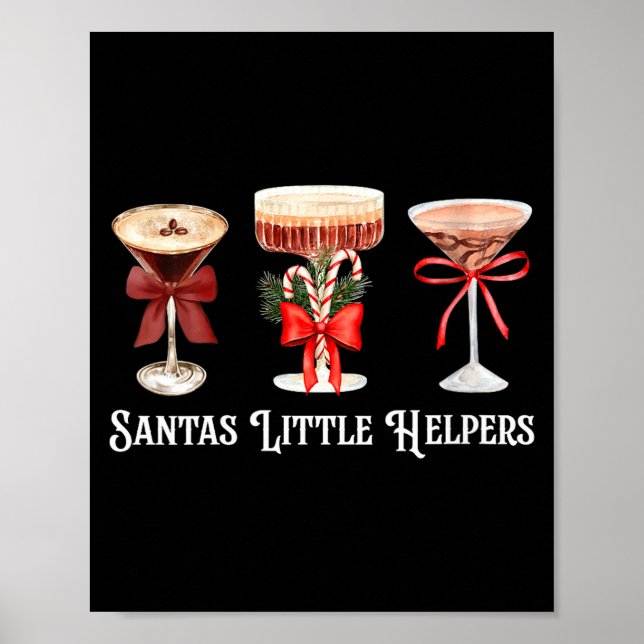 Poster Womens Funny Santa's Little Helper Martini Tail Me (Frente)