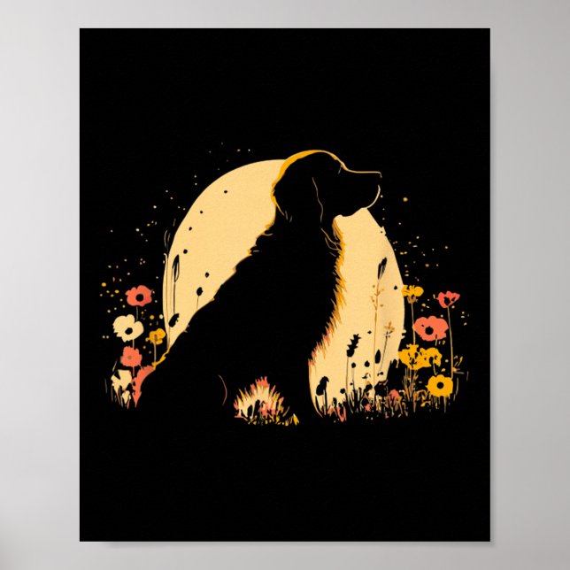 Poster Women's Golden Retriever Lover Dog Owner Wildflowe (Frente)