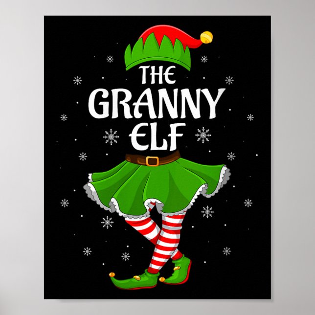 Poster Womens Granny Elf Christmas Family Girls Women Elf (Frente)