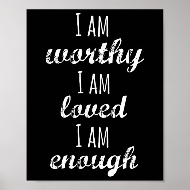 Poster Women's I Am Worthy Motivational Christian  (Frente)