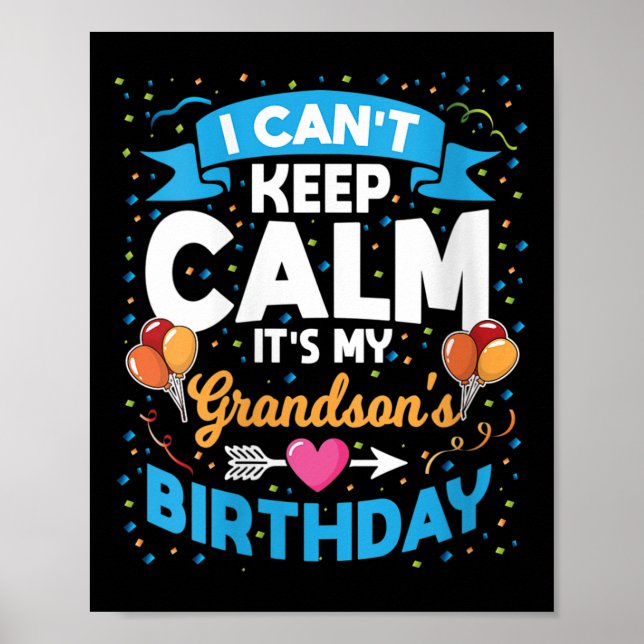 Poster Womens I Can't Keep Calm It's My Grandson Birthday (Frente)