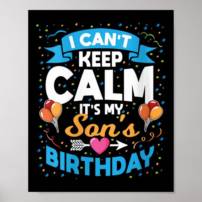 Poster Womens I Can't Keep Calm It's My Son Birthday V-ne (Frente)