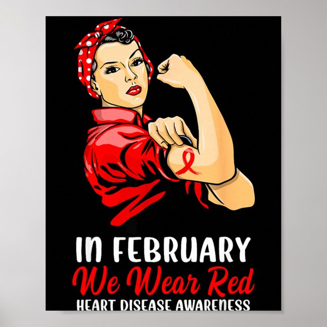 Poster Womens In February We Wear Red - Heart Disease Awa (Frente)