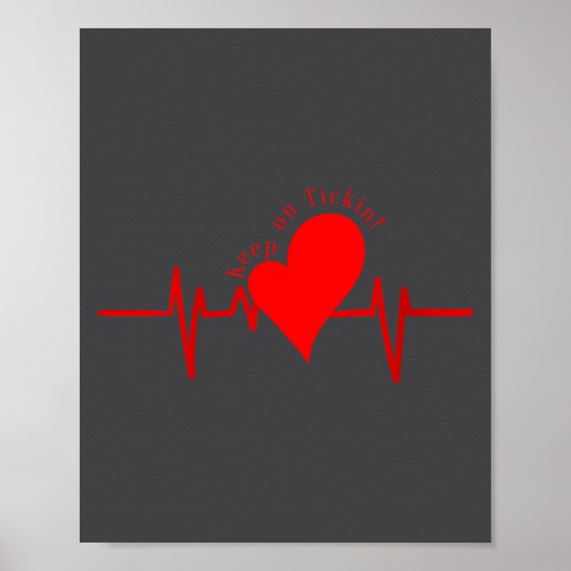 Poster Womens Keep On Tickin! Ekg Heartbeat Cow Valve Hea (Frente)