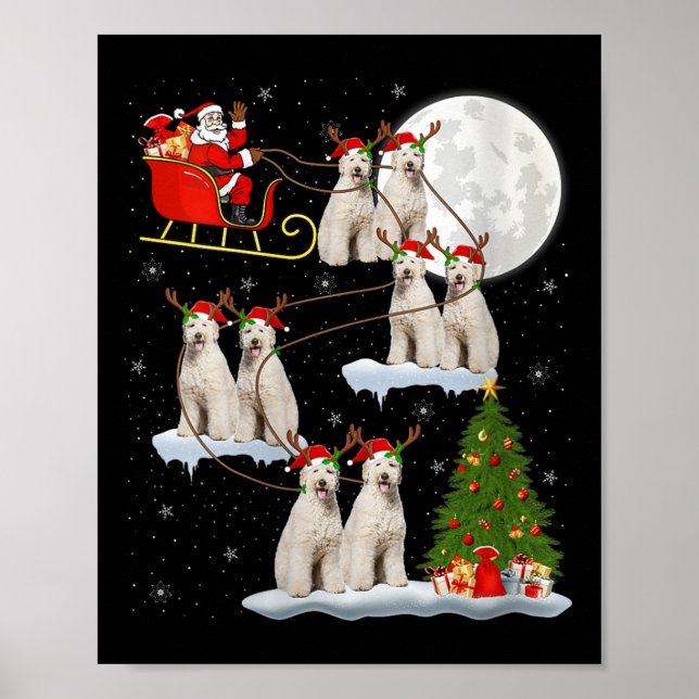 Poster Womens Labradoodle Dog Santa Sleigh Flying Funny M (Frente)