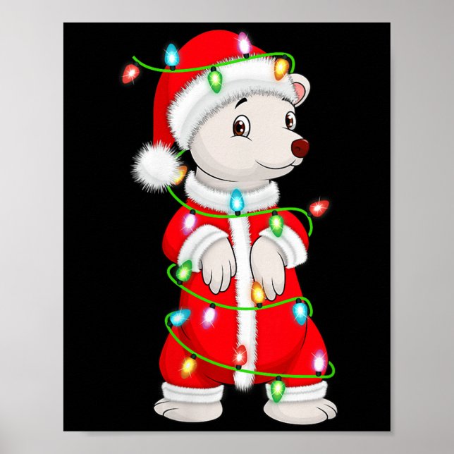 Poster Womens Lar Bear Christmas Lights Santa Costume Cut (Frente)