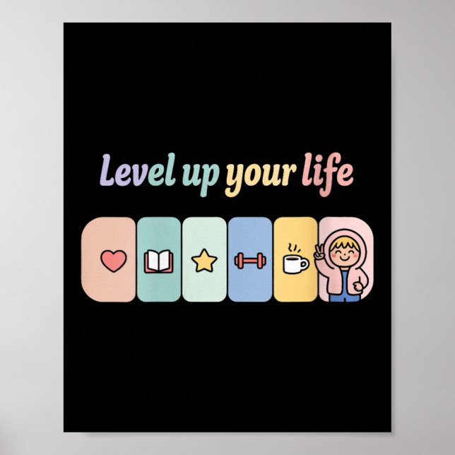 Poster Womens Level Up Your Life Progress Bar Gamer Motiv (Frente)