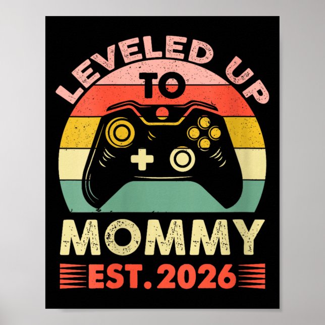 Poster Womens Leveling Up To Mommy 2026 First Time Mom 20 (Frente)