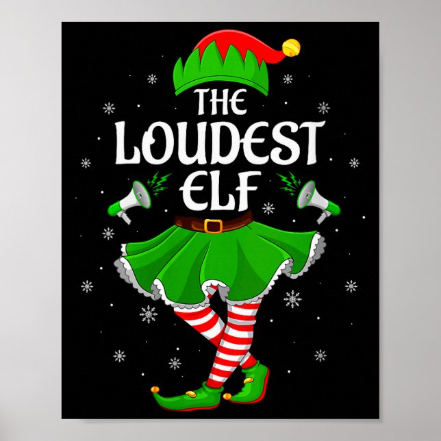 Poster Womens Loudest Elf Christmas Family Girls Women El (Frente)
