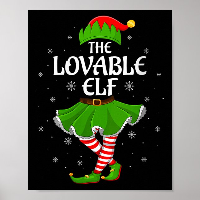 Poster Womens Lovable Elf Christmas Family Girls Women El (Frente)