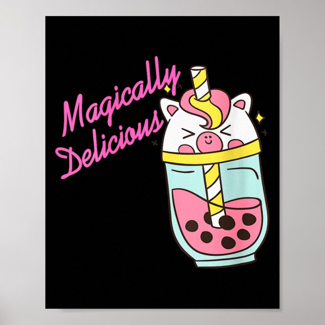 Poster Womens Magically Delicious Unicorn Boba Kawaii Bub (Frente)