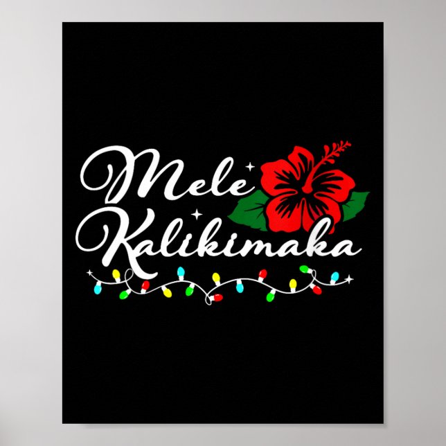 Poster Womens Mele Kalikimaka Hibiscus Flower Hawaii Chri (Frente)