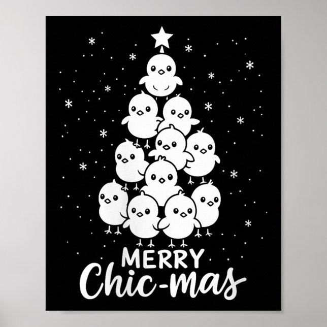 Poster Womens Merry Chic-mas Cute Chicks Christmas Tree F (Frente)