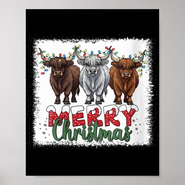 Poster Womens Merry Christmas Scottish Highland Cow Xmas  (Frente)